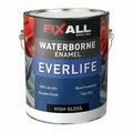 Fixall Everlife F521 Series F52100 Enamel Paint, Water Base, High-Gloss Sheen, White, 1 gal, Can F52100-1-E